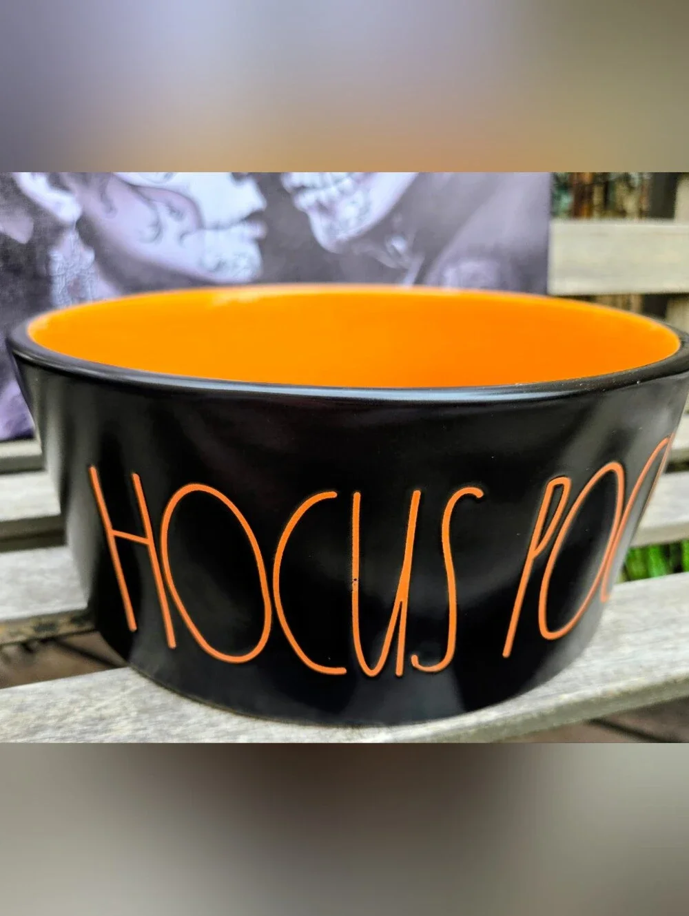 RAE DUNN Black and Orange 'HOCUS POCUS' Halloween Bowl
